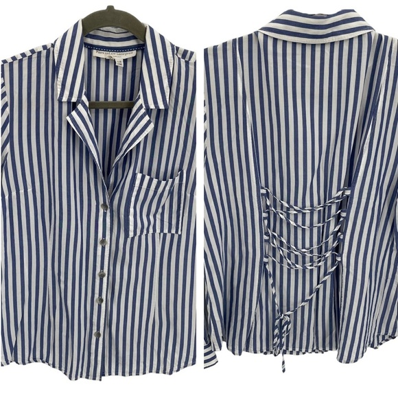 Anthropologie Tops - Anthropologie Blue and White Striped Blouse